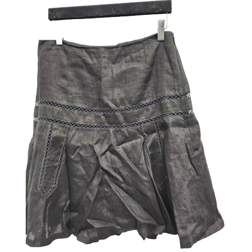 Lauren Ralph Lauren Womens Skirt‎ 6 Petite Brown Crochet Linen Preppy Coastal